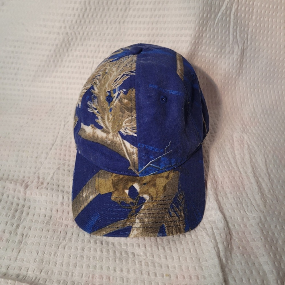 Realtree Blue Camo Baseball Cap Adjustable Camouflage Hunting Hat Mens OSFM